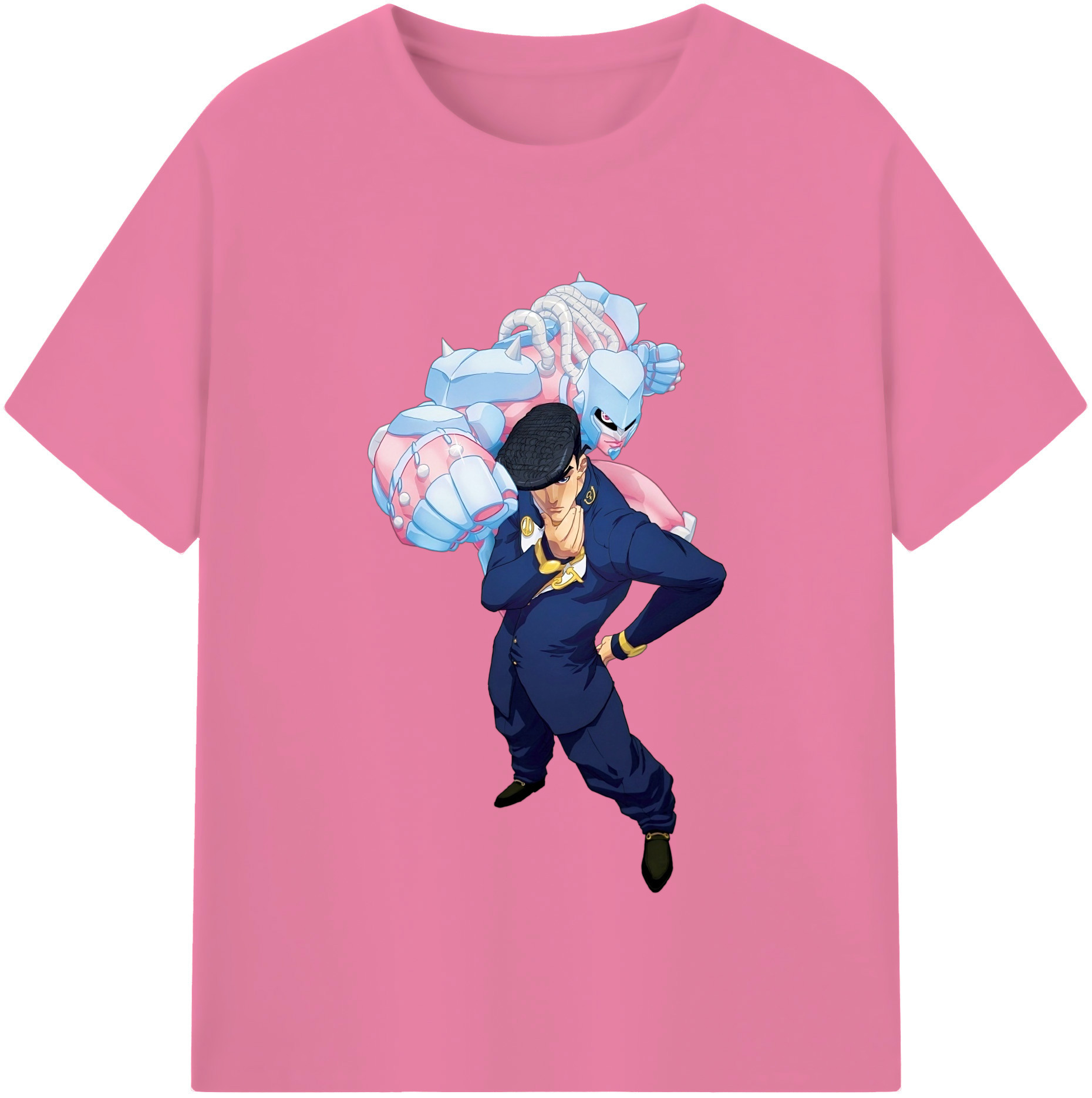 （画像用） ジョジョの奇妙な冒険 ひがしかた じょうすけ JoJo's Bizarre Adventure Higashikata Josuke 綿100％半袖Tシャツ（フロントプリント）
